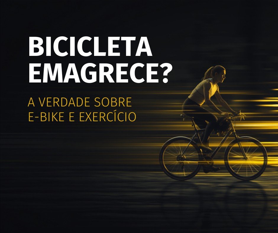 Ciclista pedalando uma bicicleta elétrica na cidade, mostrando que e-bike faz exercício e emagrece