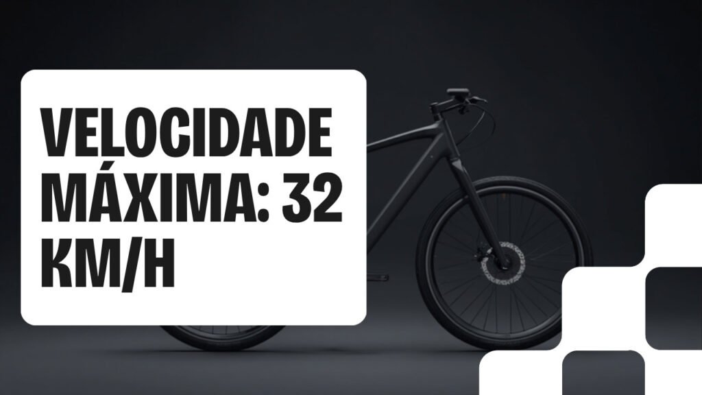 Bicicleta eletrica com velocimetro mostrando 32 km/h, limite legal no Brasil pela Resolucao CONTRAN 996