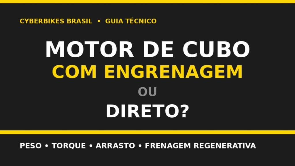 Arte Cyberbikes Brasil comparando motor de cubo com engrenagem e motor de cubo direto de bicicleta eletrica