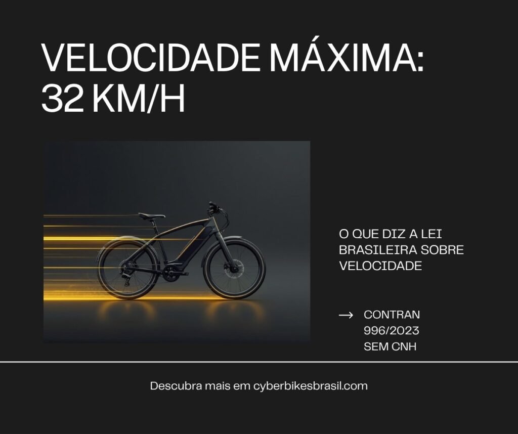 Velocidade máxima de bicicleta elétrica no Brasil: 32 km/h — infográfico Cyberbikes Brasil
