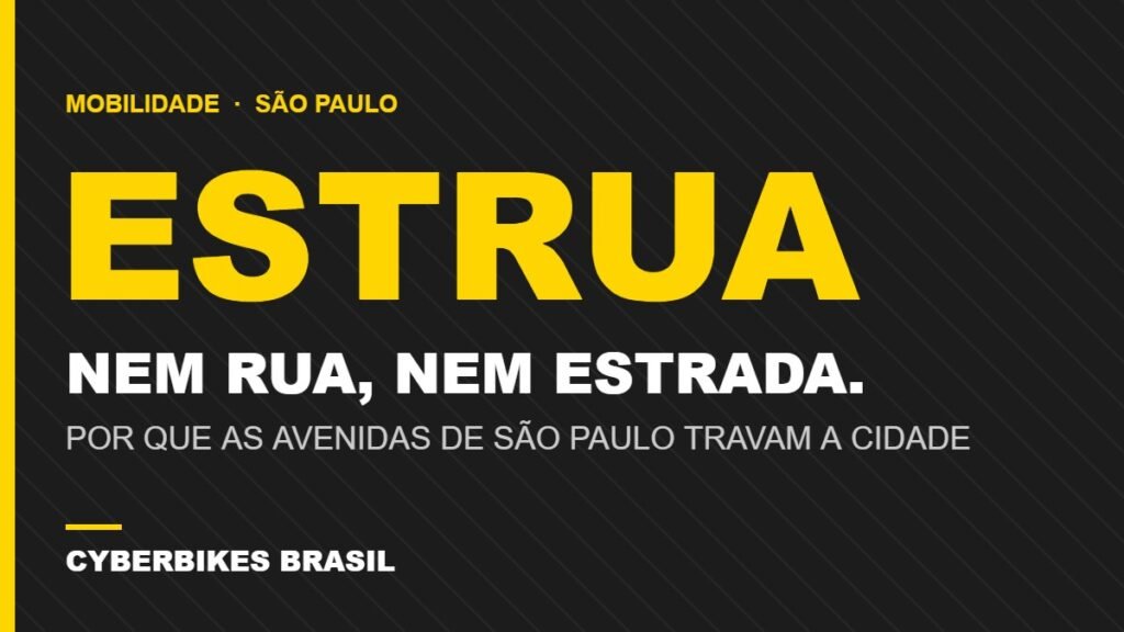 Estrua em São Paulo: avenida larga e rápida com comércio e travessias, nem rua nem estrada