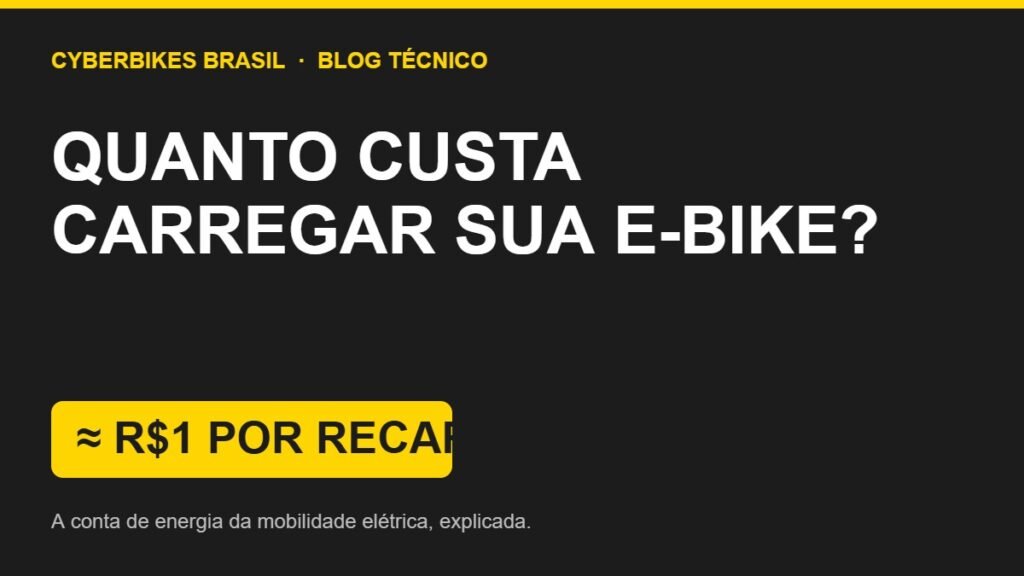 Banner Cyberbikes: quanto custa carregar uma bicicleta elétrica, cerca de R$1 por recarga