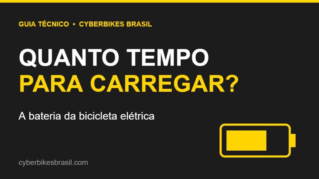 Banner Cyberbikes Brasil com a pergunta quanto tempo para carregar a bateria da bicicleta elétrica