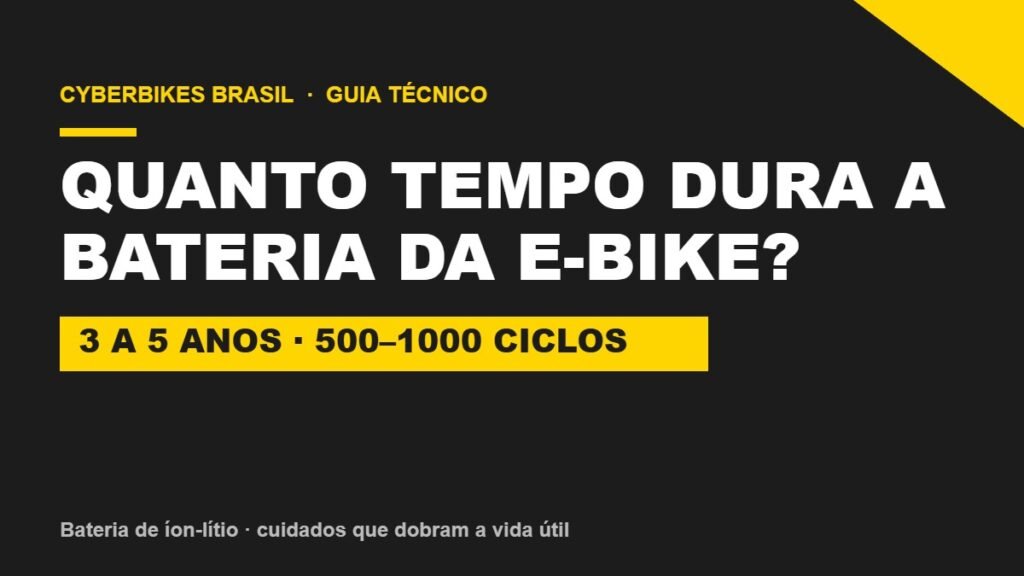 Banner Cyberbikes Brasil: quanto tempo dura a bateria de uma bicicleta elétrica, 3 a 5 anos ou 500 a 1000 ciclos de carga