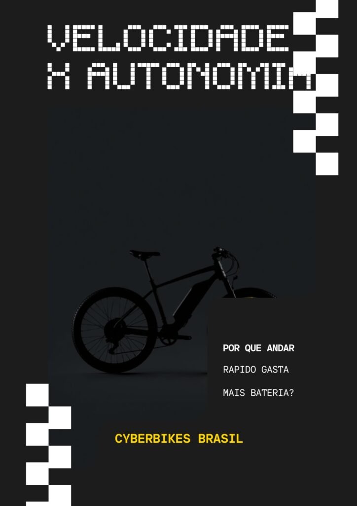 Banner Cyberbikes mostrando a relação entre velocidade e autonomia da bicicleta elétrica
