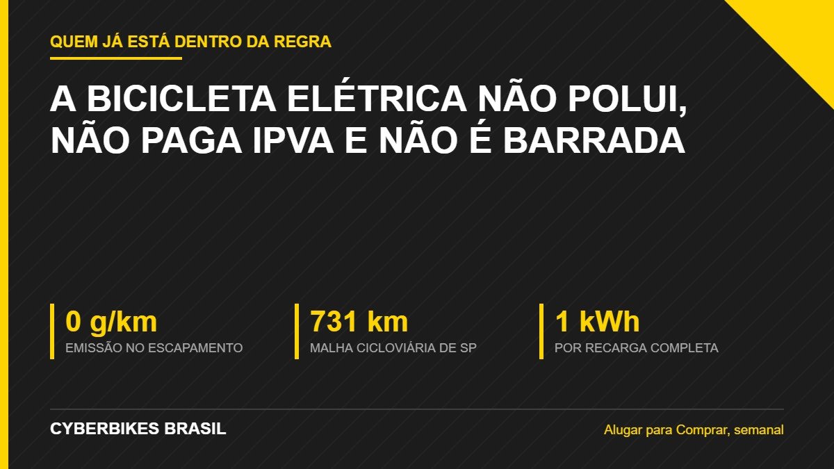Bicicleta elétrica isenta de IPVA e sem emissão no escapamento dentro da zona de baixa emissão de São Paulo