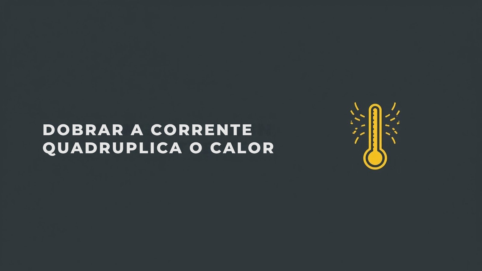 Infográfico com termômetro mostrando que dobrar a corrente no enrolamento quadruplica o calor gerado no motor da bicicleta elétrica